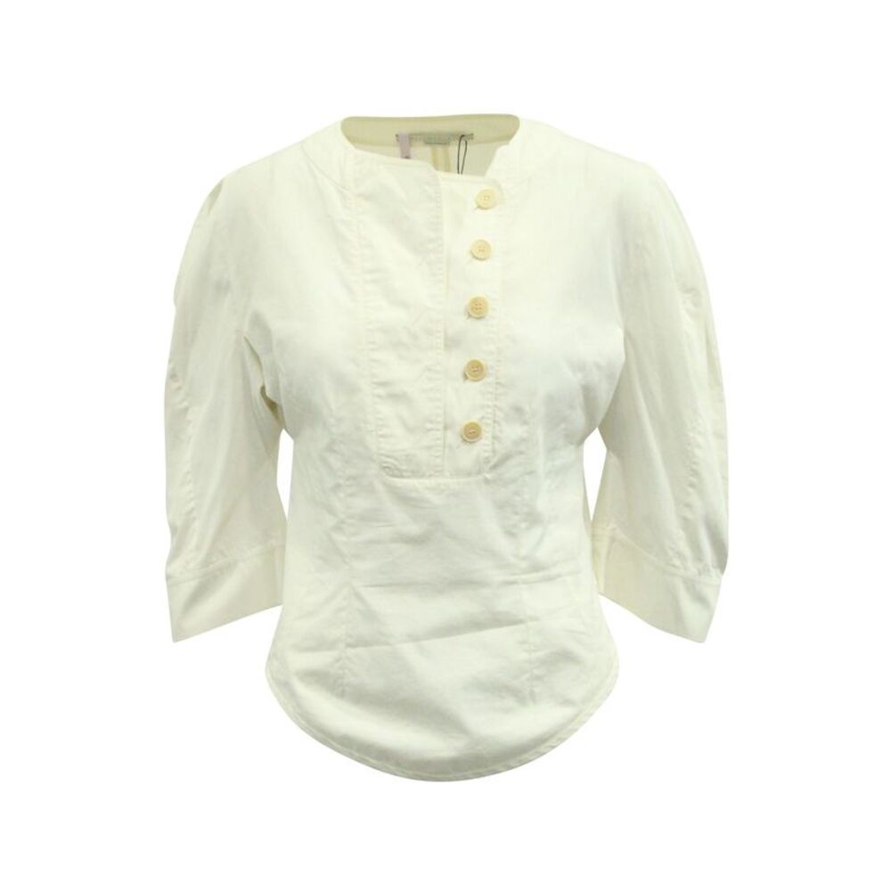 Stella McCartney Blouse with Crescent Sleeve in White Cotton